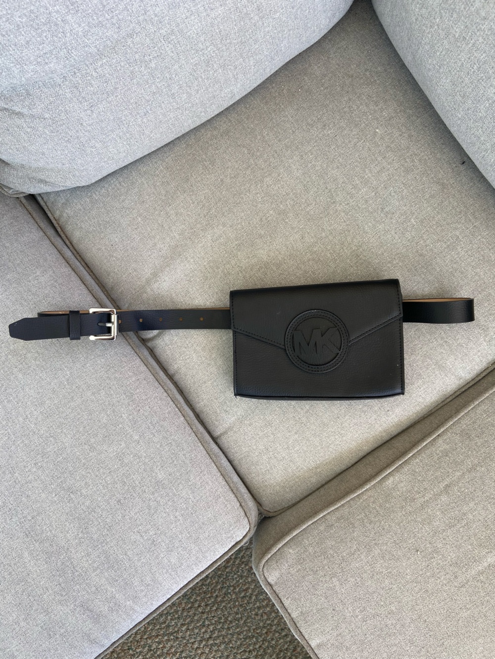 Michael Kors black leather belt bag with Embossed Logo